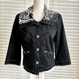 Vintage City Girl Nancy Bolen Sz Small Black And White Animal Print Jacket Coat